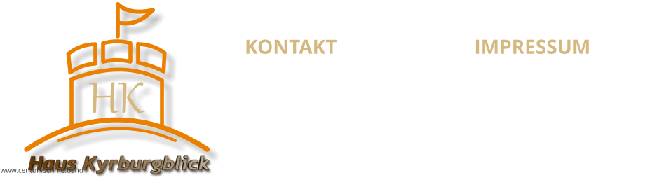 KONTAKT Haus Kyrburgblick  Obersteiner Str. 65 55606, Kirn Tel: +49 (0) 6752 131519 Mobil: +49 (0) 151 2012 3212 E-mail:info@hauskyrburgblick.de Internet: www.hauskyrburgblick.de  IMPRESSUM Haus Kyrburgblick  Inhaberin Brigitte Fuhr Obersteiner Str. 65 55606, Kirn E-mail:info@hauskyrburgblick.de Deutschland Haus Kyrburgblick www.centuryscrime.band HK