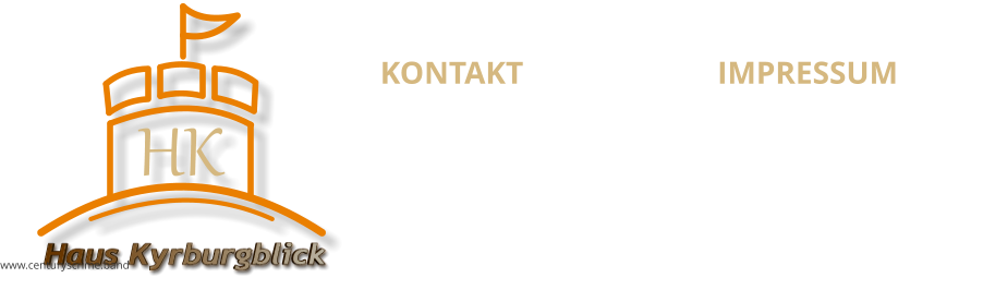 KONTAKT Haus Kyrburgblick  Obersteiner Str. 65 55606, Kirn Tel: +49 (0) 6752 131519 Mobil: +49 (0) 151 2012 3212 E-mail:info@hauskyrburgblick.de Internet: www.hauskyrburgblick.de  IMPRESSUM Haus Kyrburgblick  Inhaberin Brigitte Fuhr Obersteiner Str. 65 55606, Kirn E-mail:info@hauskyrburgblick.de Deutschland Haus Kyrburgblick www.centuryscrime.band HK